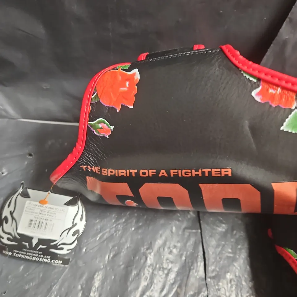 TOP KING SHIN GUARDS - ROSE PATTERN (BLACK), MEDIUM BOXING