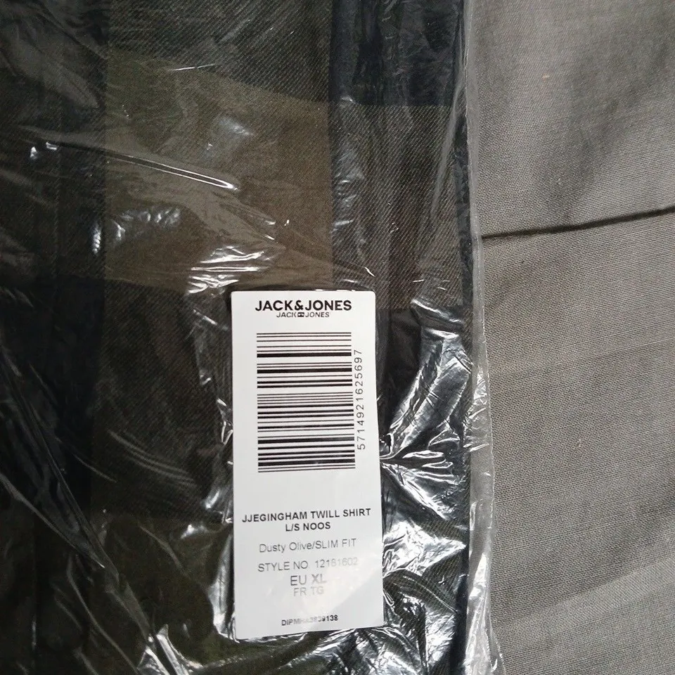 JACK & JONES DUSTY OLIVE TWILL SHIRT – SLIM FIT, UK XL