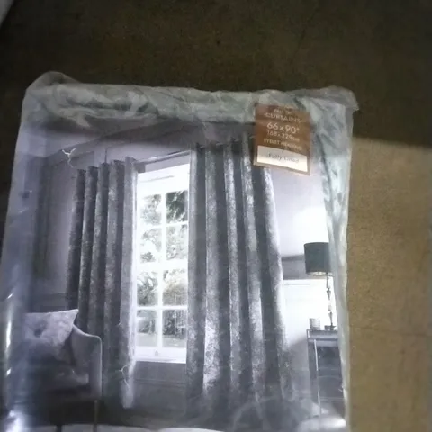 CRUSHED VELVET EYELET SHEER CURTAINS SET OF 2