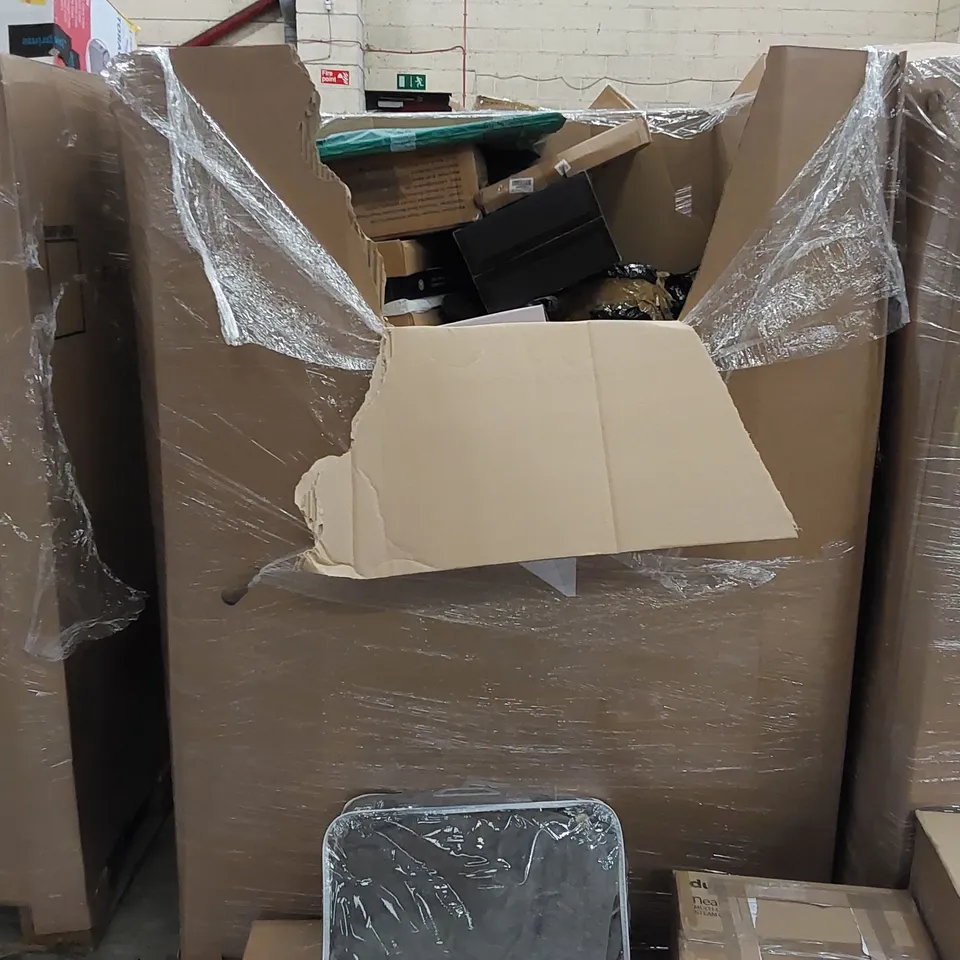 PALLET OF ASSORTED ITEMS INCLUDING: AIR PURIFIER, STEAM CLEANER, ELECTRIC BLANKET, BUCKET, TOILET SEAT 
