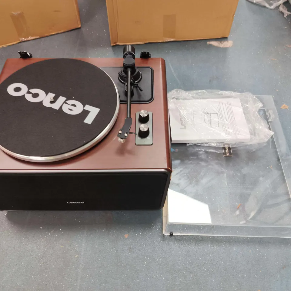 PALLET CONTAINING APPROXIMATELY 15 ASSORTED LENCO AUDIO ITEMS TO INCLUDE VARIOUS MODEL TURNTABLES AND SPEAKERS
