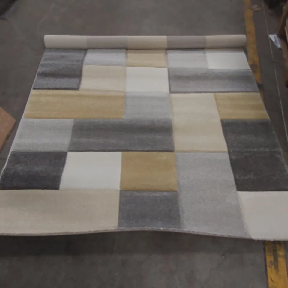 QUALITY BROOKLYN AREA RUG MACHINE WOVEN RECTANGLE BEIGE/YELLOW/SAND - 160 x 220cm