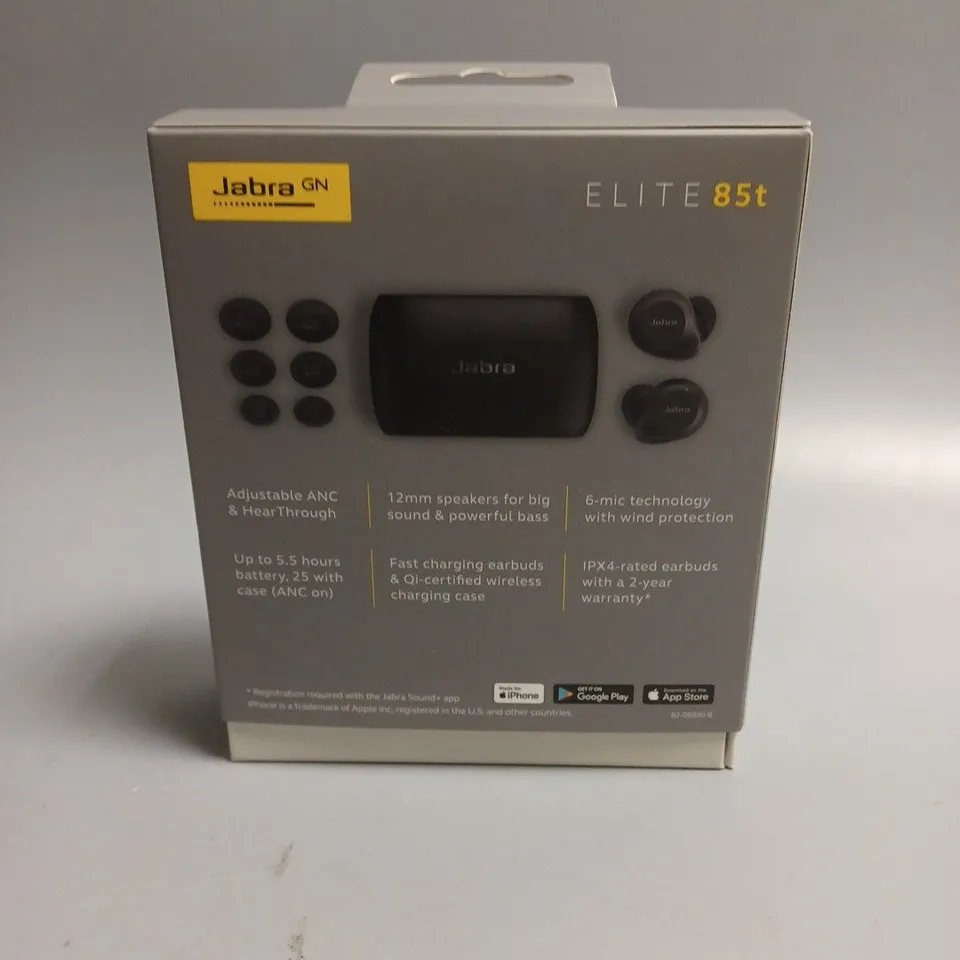 BOXED SEALED JABRA ELITE 85T ACTIVE NOISE CANCELLING WIRELESS EARPHONES IN BLACK 