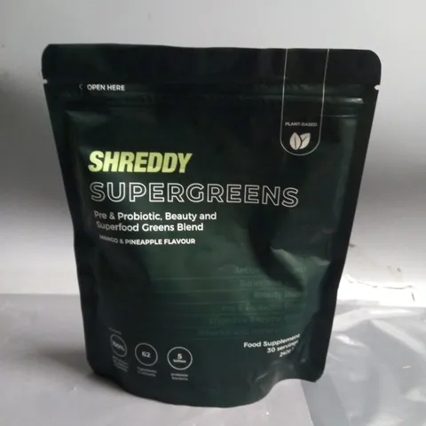 SHREDDY SUPERGREENS MANGO & PINEAPPLE FOOD SUPPLEMENT 30 SERVINGS 240G