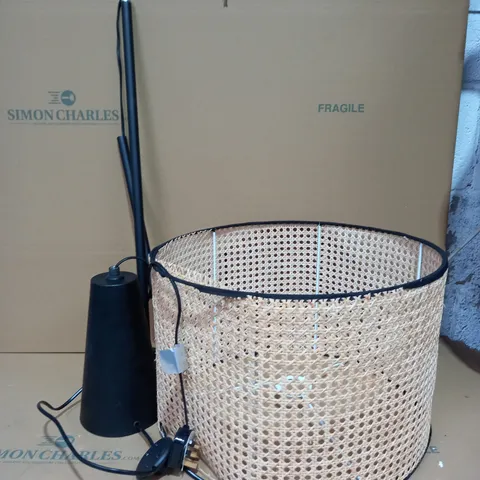 BOXED NATURAL CANE FLOOR LAMP