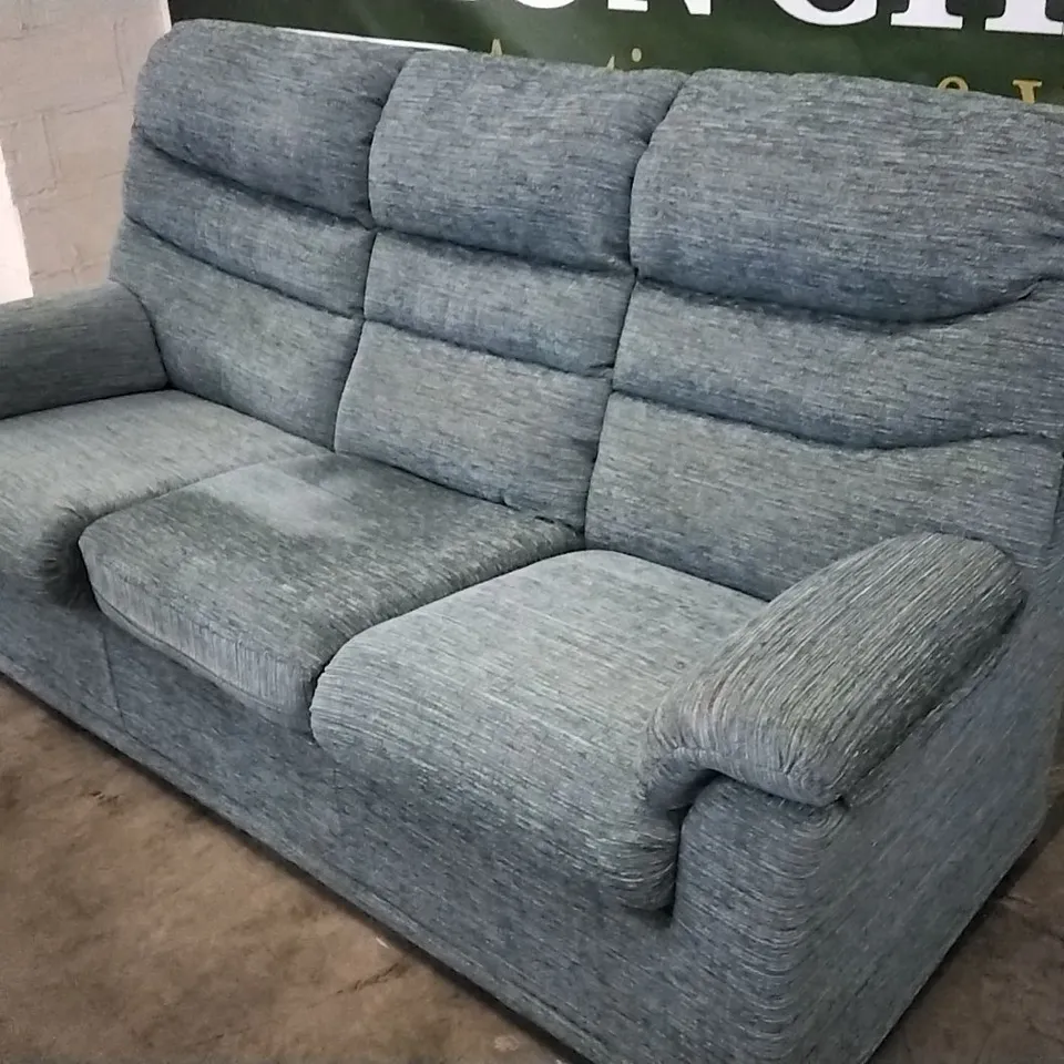 QUALITY BRITISH DESIGNED & MANUFACTURED G PLAN MALVERN 3 SEATER SOFA WAFFLE MARINE FABRIC