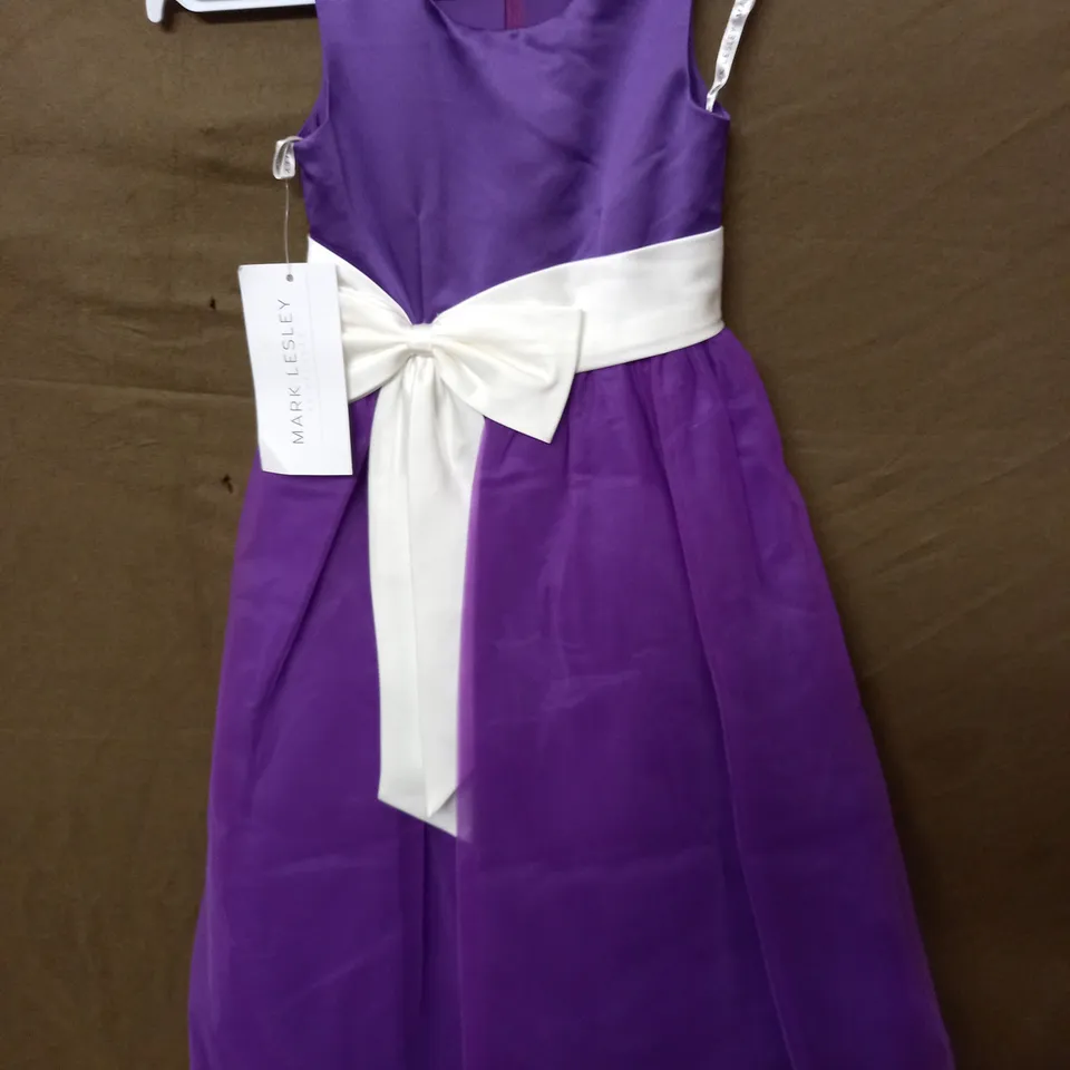 MARK LESLEY BOW DETAIL AUBERGINE OCCASIONAL DRESS - 6 YEARS