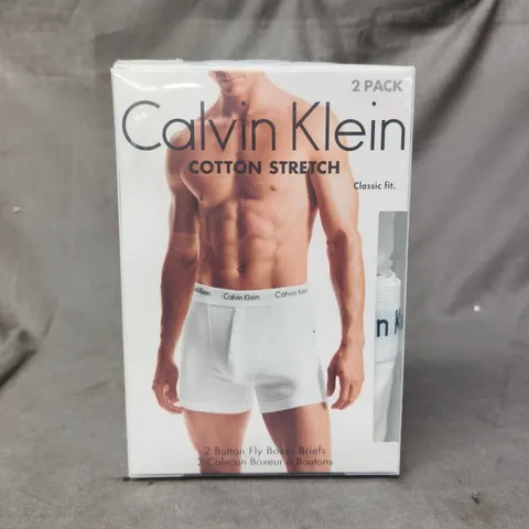 CALVIN KLEIN CLASSIC FIT COTTON STRETCH 2-PACK OF BUTTON FLY BOXER BRIEFS IN WHITE SIZE XL