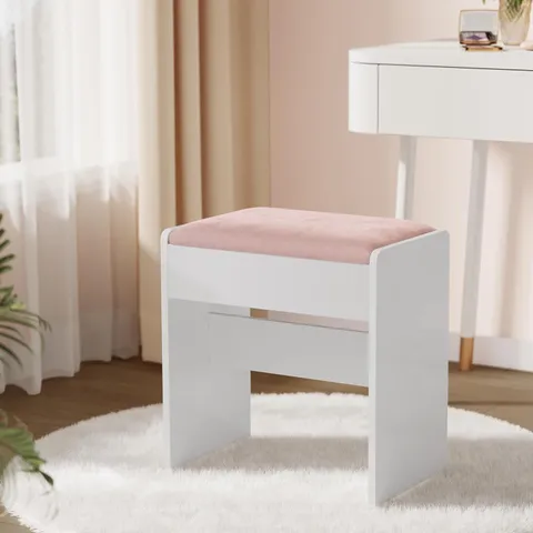 BOXED VASAGLE DRESSING TABLE STOOL - WHITE/PINK (1 BOX)