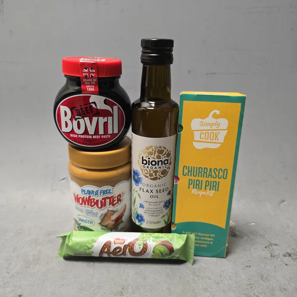 APPROXIMATELY 15 ASSORTED FOOD ITEMS TO INCLUDE - BOVRIL , AERO , FLAX SEED OIL ETC