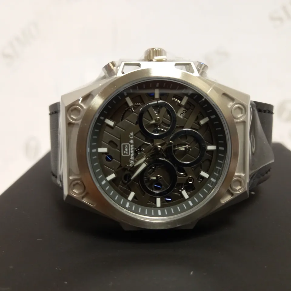 ZIHLMANN & CO CHRONOGRAPH STYLE LEATHER STRAP WATCH RRP £560