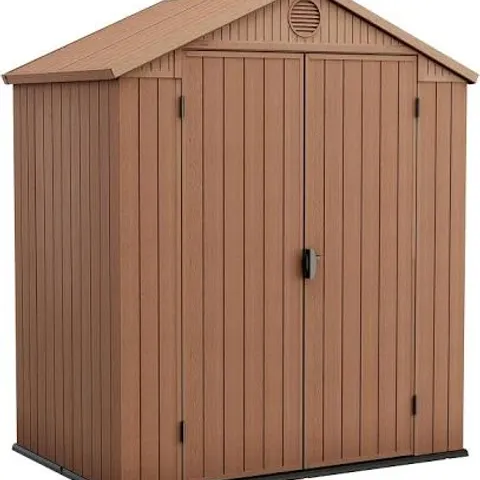 BOXED KETER DARWIN 6 FT. W X 4 FT. D DOUBLE DOOR APEX OUTDOOR GARDEN SHED (1 BOX)
