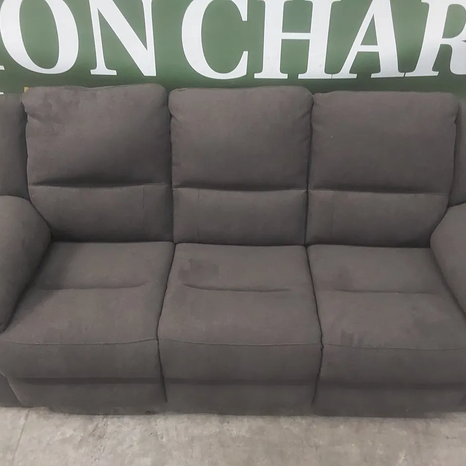 QUALITY DESIGNER ALBION FABRIC UPHOLSTERED 3 SEATER MANUAL RECLINER SOFA
