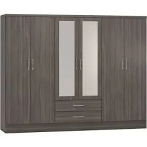 BOXED CASCIO 6 DOOR WARDROBE - BLACK WOOD (4 BOXES)