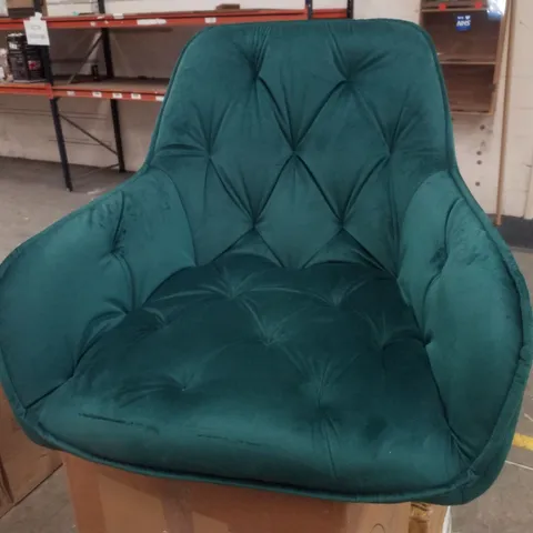 BOXED SET OF 2 GREEN VELVET DINING CHAIRS 