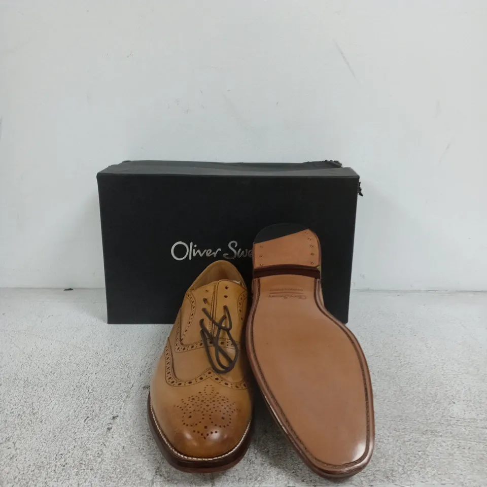 OLIVER SWEENEY ALDEBURGH TAN LEATHER SHOES – UK 12 (EU 46) – BOXED