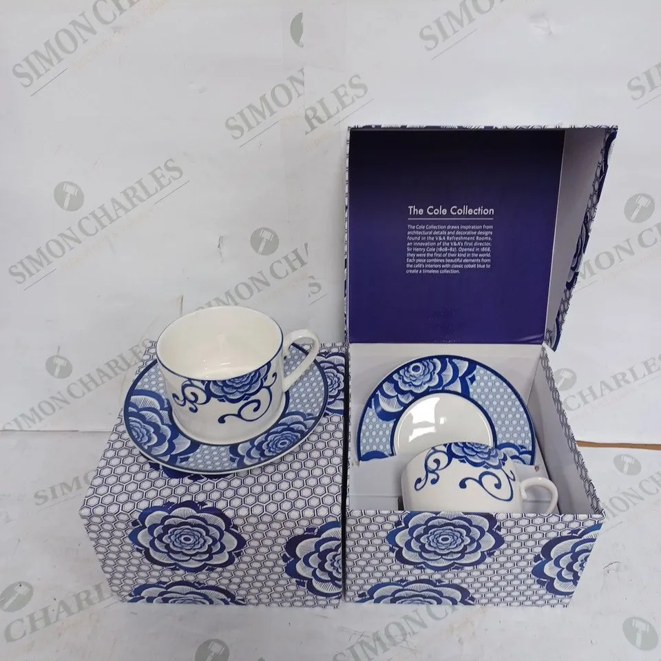 LOT TO CONTAIN 2 X VICTORIA & ALBERT THE COLE COLLECTION FINE CHINA CUP & SAUCER SETS - COLLECTION ONLY