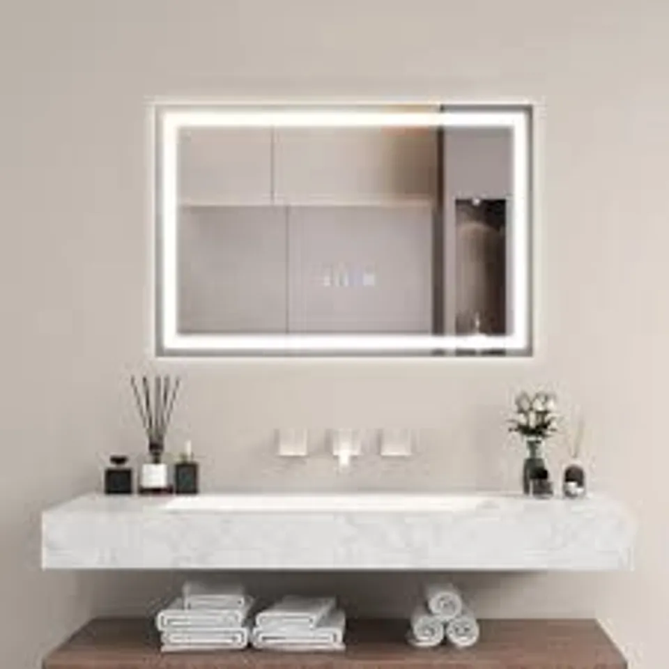 BOXED COSTWAY LED BATHROOM MIRROR WITH 3-COLOR DIMMABLE LIGHTS 60 X 40cm