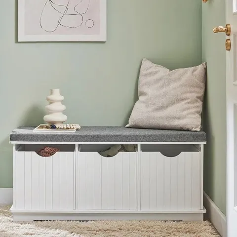 BOXED TATTI UPHOLSTERED STORAGE BENCH