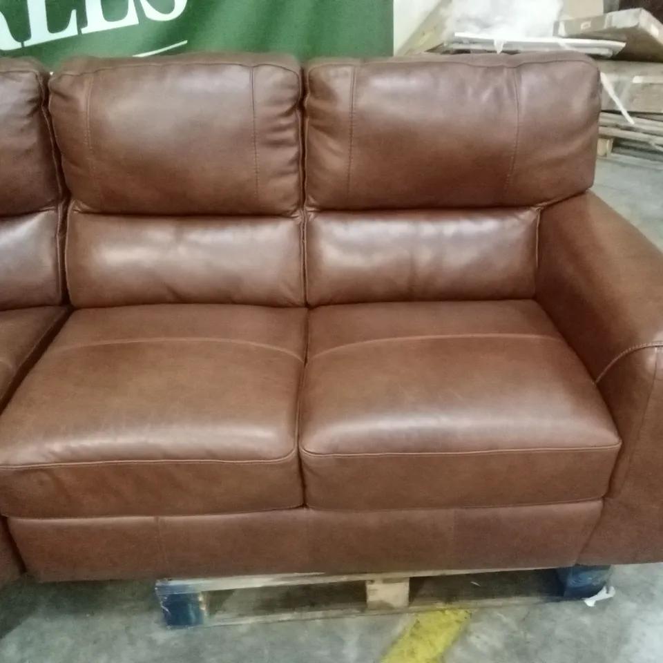 QUALITY DESIGNER ITALIAN MADE LEATHER CORNER SOFA - WALNUT