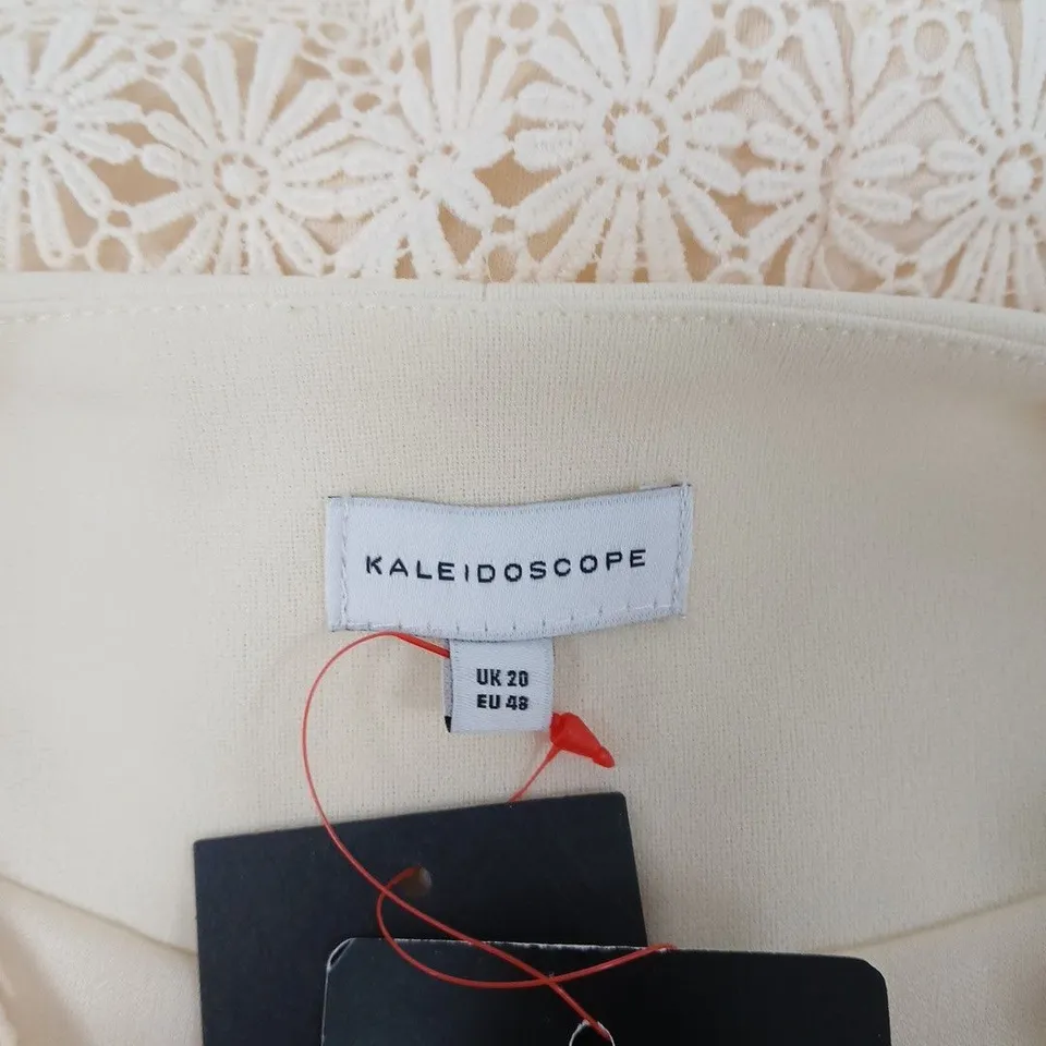 Kaleidoscope pale yellow Lace Dress with Cropped Jacket, UK 20