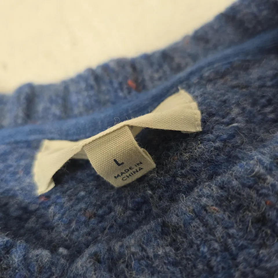 SEASALT CORNWALL MEN'S BLUE KNIT SWEATER – UK L