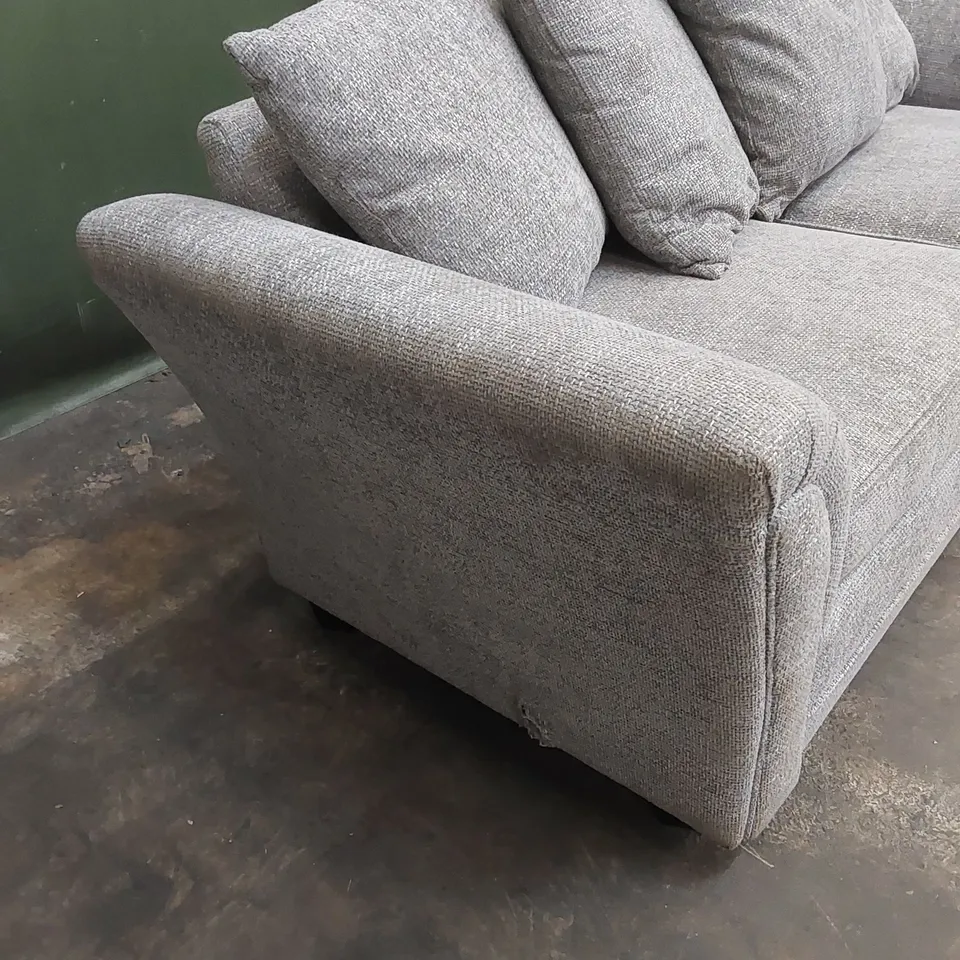 DESIGNER 3 SEATER GREY FABRIC UPHOLSTERED SOFA