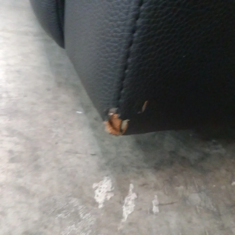 DESIGNER ALBION BLACK FAUX LEATHER MANUAL RECLINING THREE SEATER SOFA