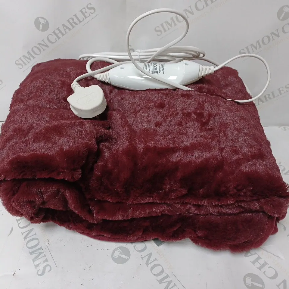 COZEE HOME VELVETSOFT HEATED THROW IN SHIRAZ WINE 