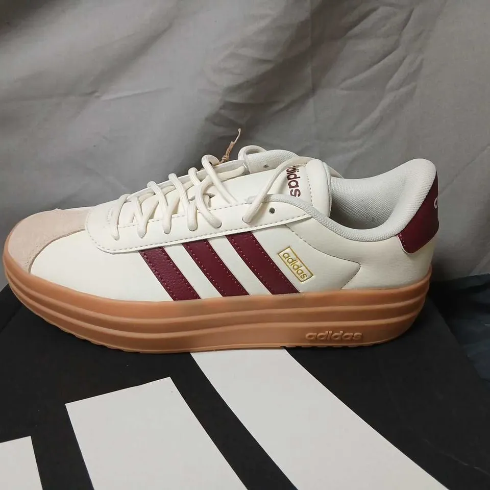 ADIDAS VL COURT BOLD SNEAKERS – WHITE/GUM, UK 7