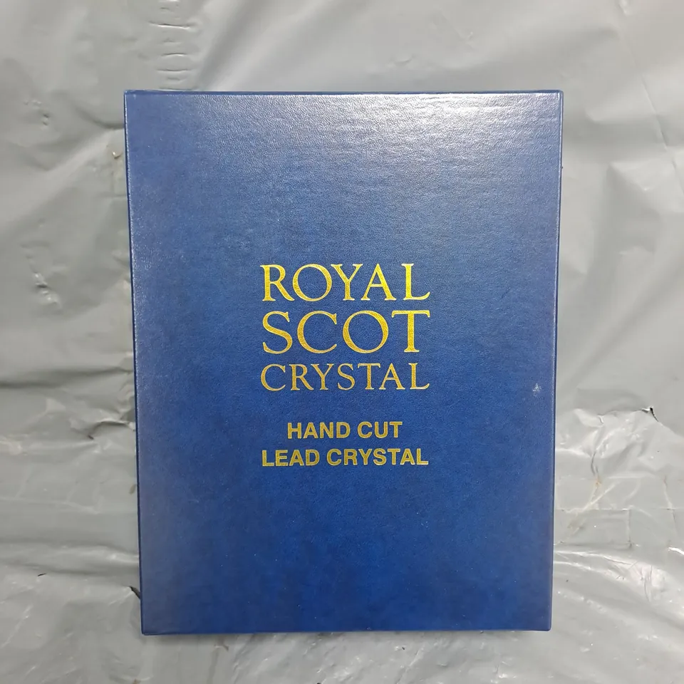BOXED ROYAL SCOT HAND CUT LEAD CRYSTAL GLASSES 