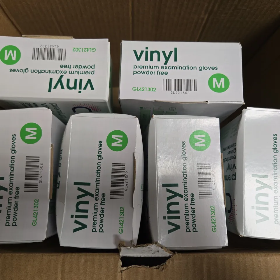 BOXED CURA PREMIUM VINYL EXAMINATION GLOVES POWDER FREE MEDIUM (600PCS)
