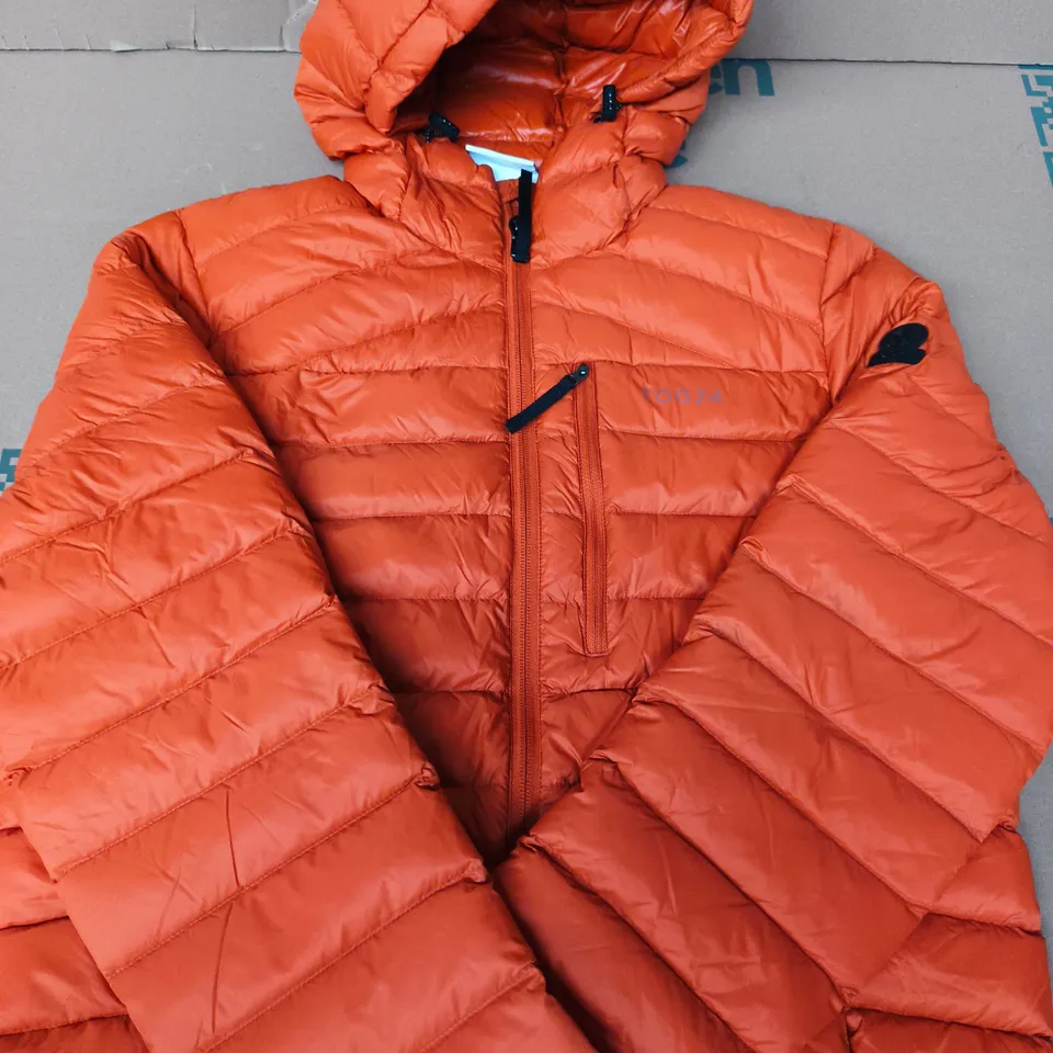 TOG24 HOODED ZIP-UP PUFFER COAT IN ORANGE SIZE SMALL