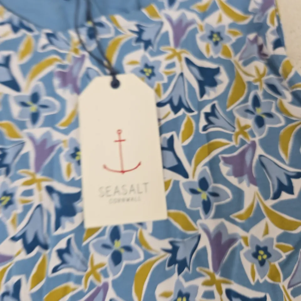 SEASALT CORNWALL WOMEN'S DRESS, UK 10, BLUE FLORAL PRINT