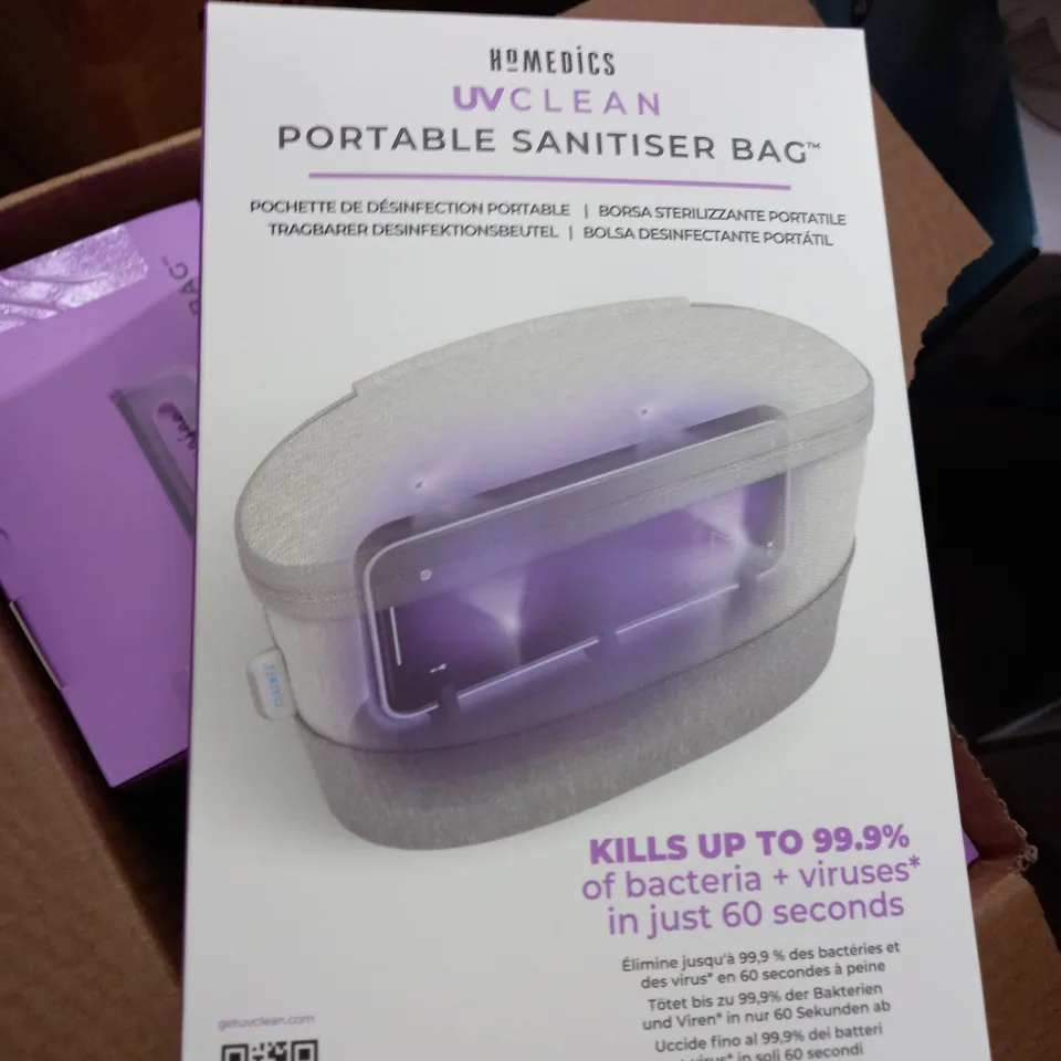 BOX OF 4 HOMEDICS UV CLEAN POTABLE SANITISER BAG 