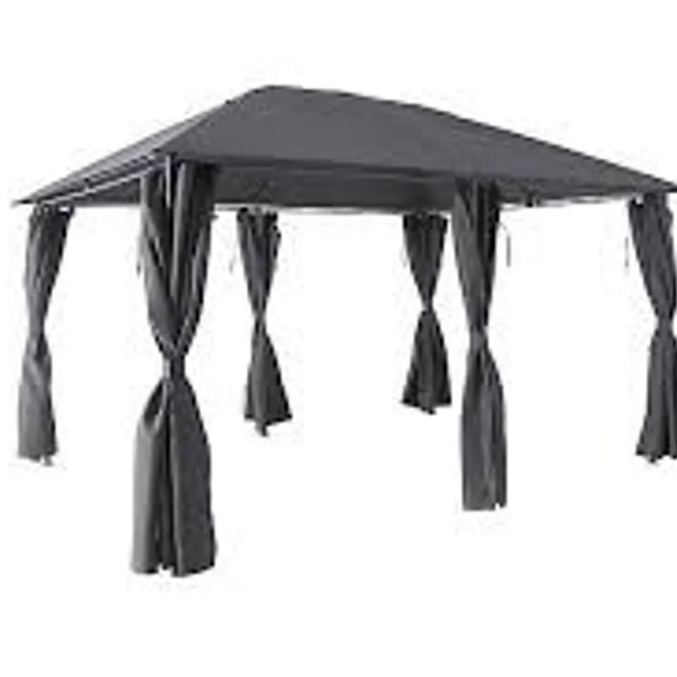 BAGGED GOODHOME SHAMAL STEEL GREY RECTANGULAR GAZEBO TENT (H) 2.65M (W) 3.96M (D) 2.96M