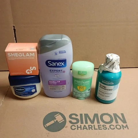 APPROXIMATEY 20 ASSORTED HEALTH AND BEAUTY PRODUCTS TO INCLUDE - SANEX EXPERT SHOWER GEL - SHEGLAM SETTING POWDER AND VASELINE PROTECTING JELLY