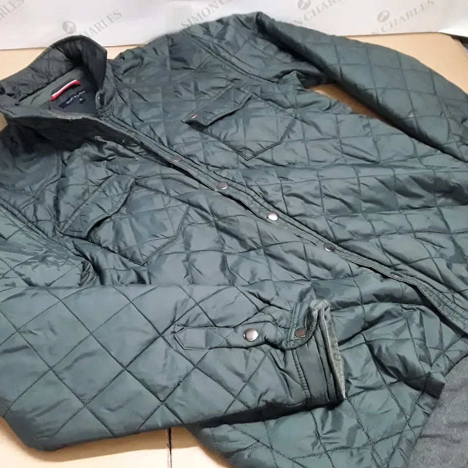TOMMY HILFIGER GREEN BUTTON FRONT COAT - XL