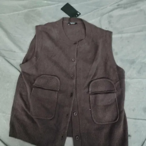 MASSIMO DUTTI BROWN KNIT CARDIGAN VEST – WOMEN'S, UK SIZE 10