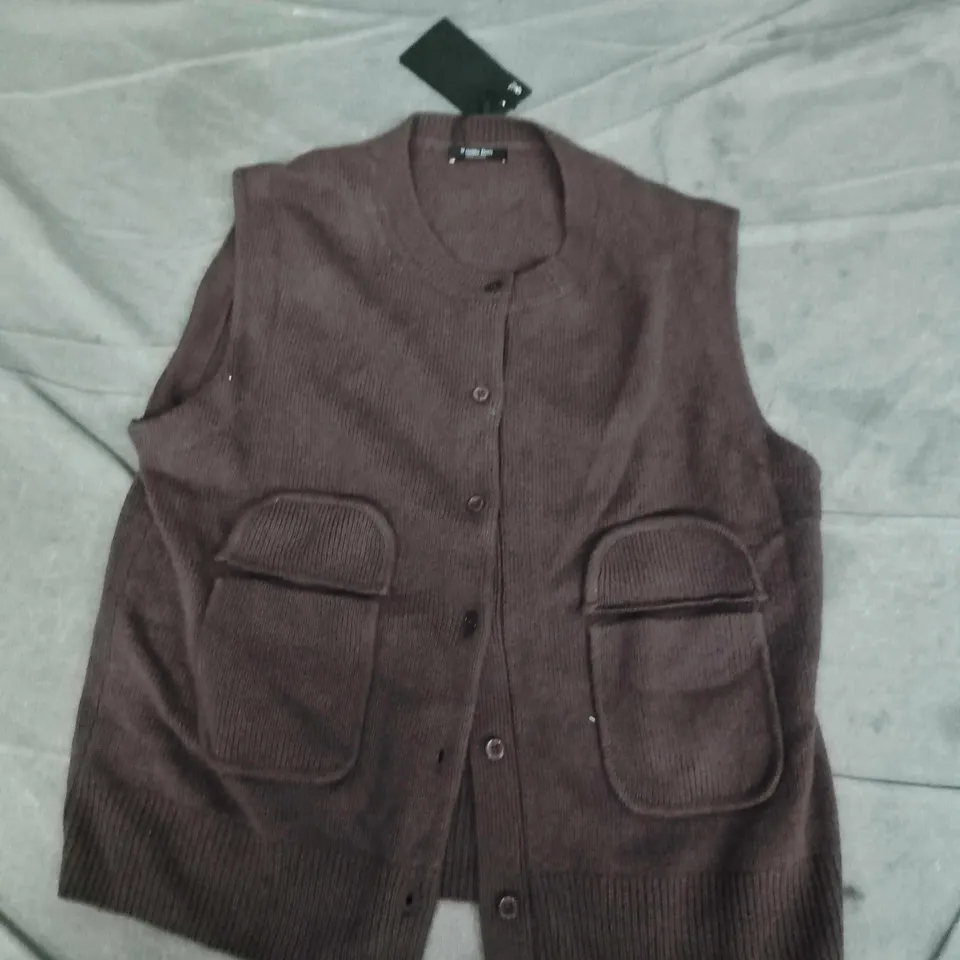 MASSIMO DUTTI BROWN KNIT CARDIGAN VEST – WOMEN'S, UK SIZE 10