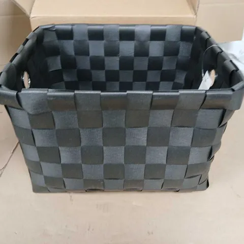 FAUX LEATHER WOVEN STORAGE CRATE