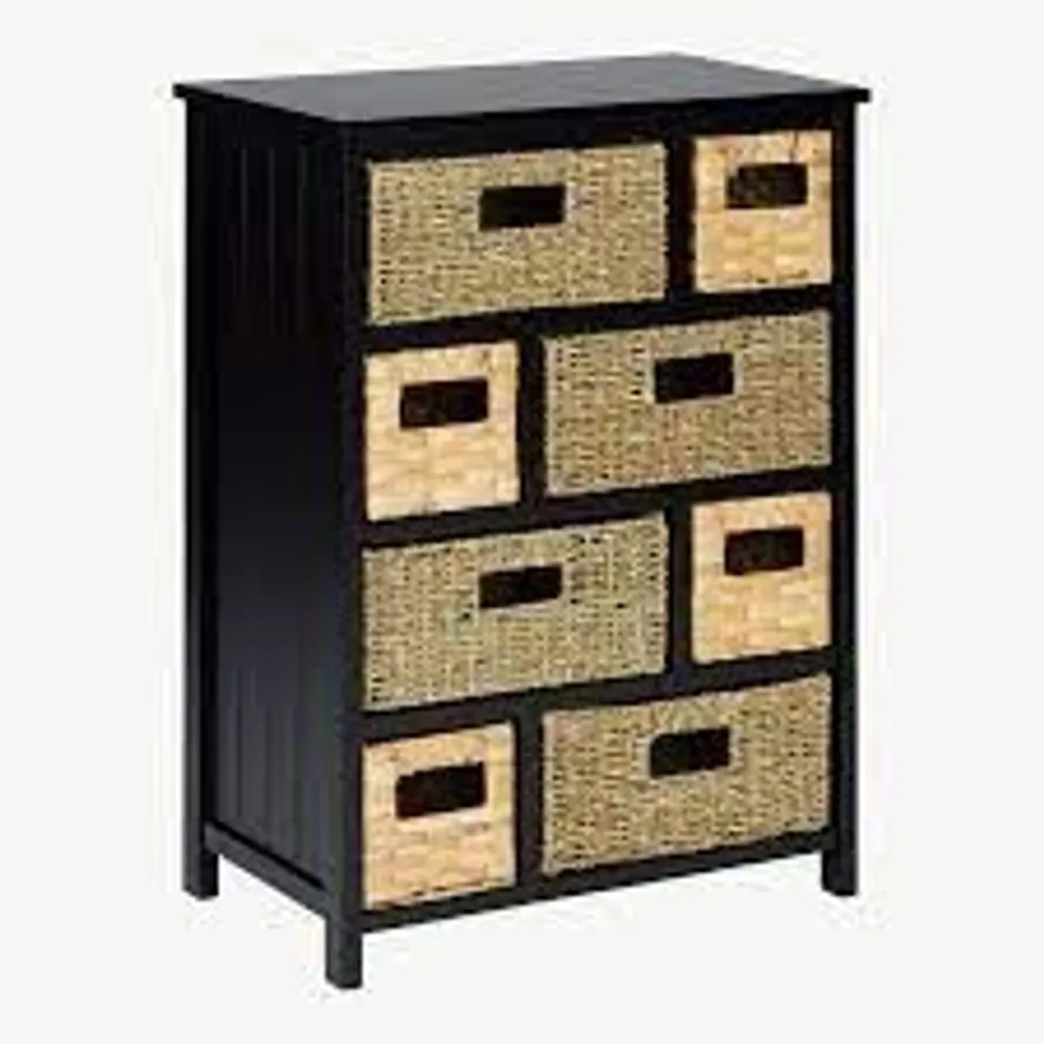 TETBURY BLACK CABINET WITH 8 DRAWERS BOXED 