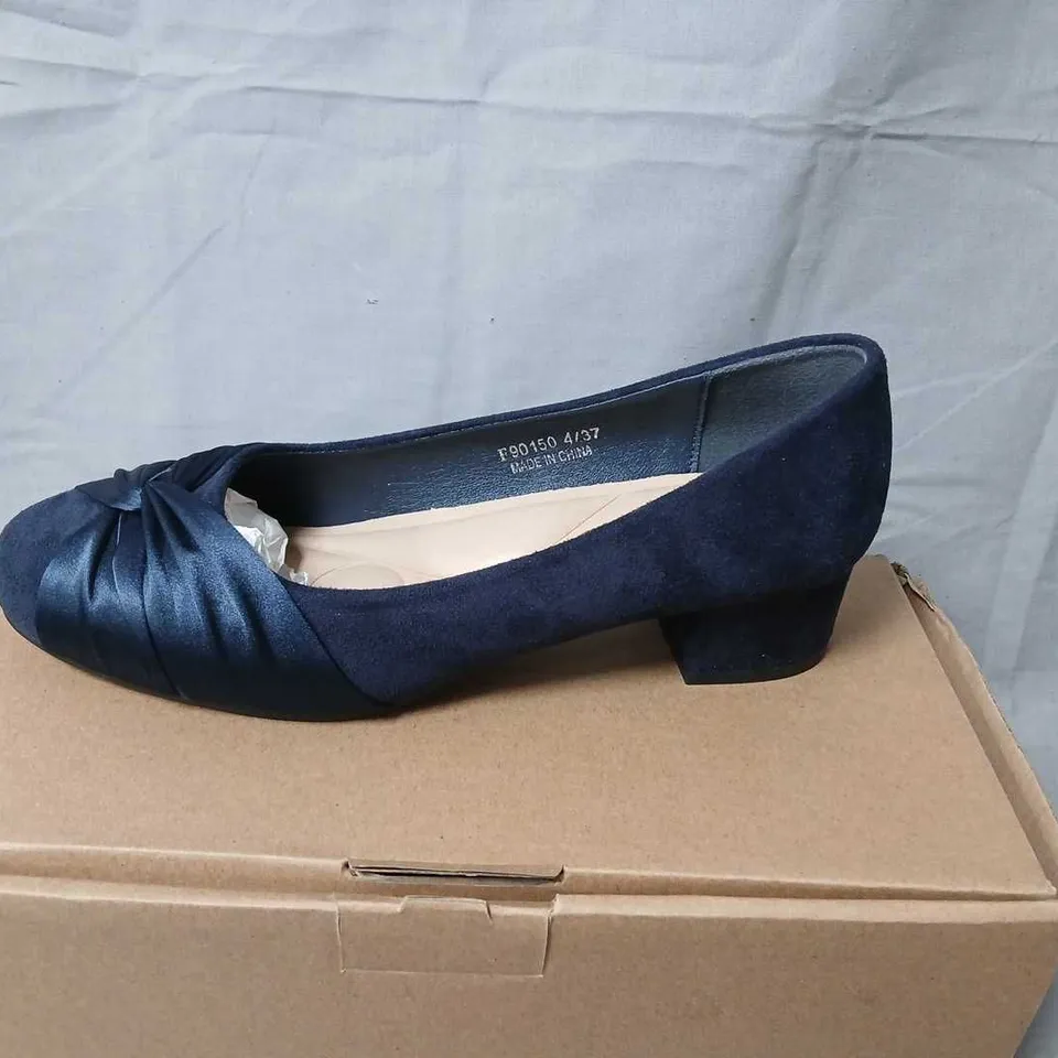 SPOT ON NAVY SUEDE KNOT-DETAIL PUMPS, WOMEN'S SHOES, UK4 (EU37)