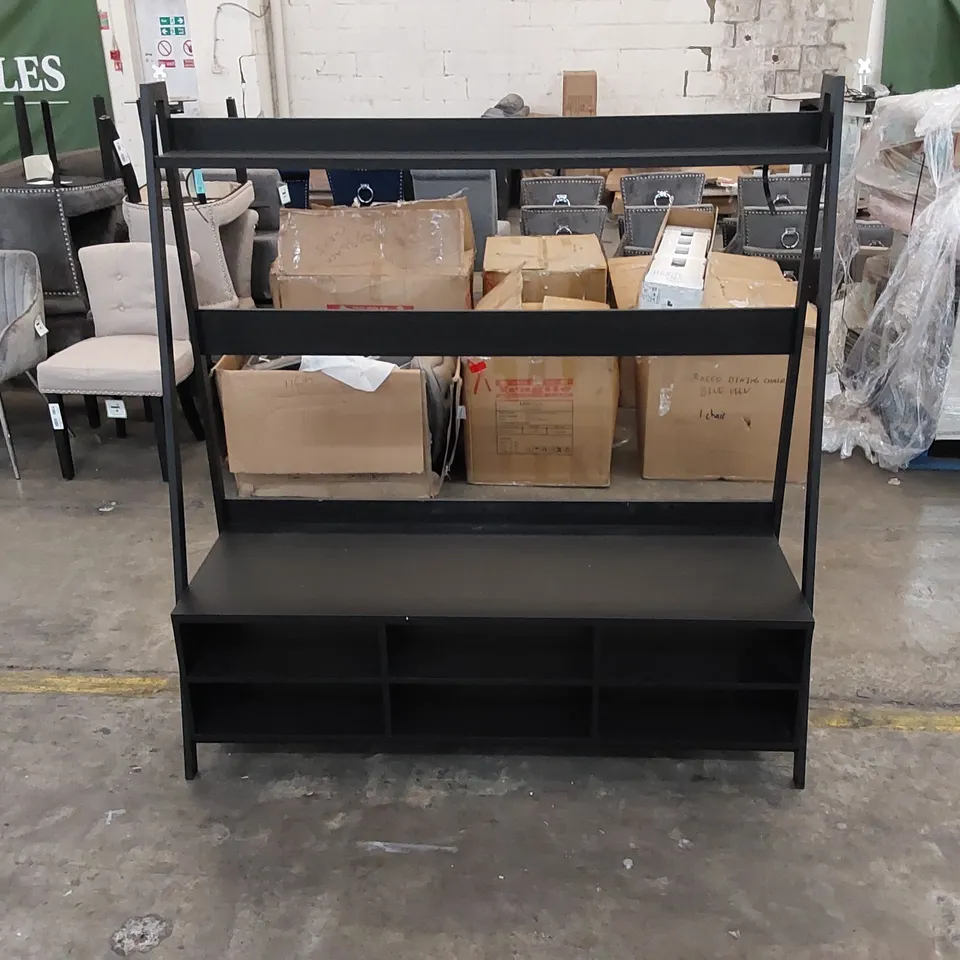 DESIGNER ENTRYWAY BENCH WITH STORAGE - BLACK