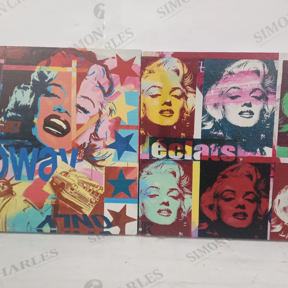 LOT OF 2 MARILYN MONROE ART CANVAS PRINTS