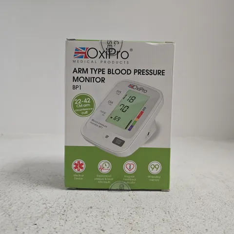 OXIPRO ARM TYPE BLOOD PRESSURE MONITOR BP1 – BOXED