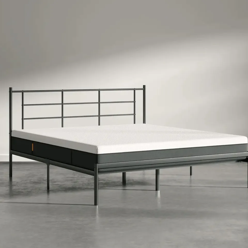 BRAND NEW BOXED EMMA METAL BED FRAME - 150 x 200cm KING SIZE, BLACK (2 BOXES)