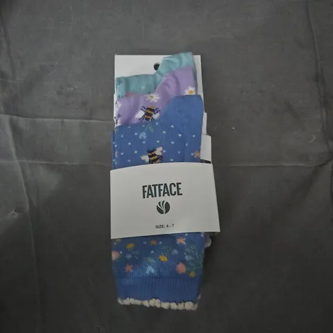 FATFACE KIDS' SOCKS - BLUE BEE PATTERN, UK SIZE 4-7