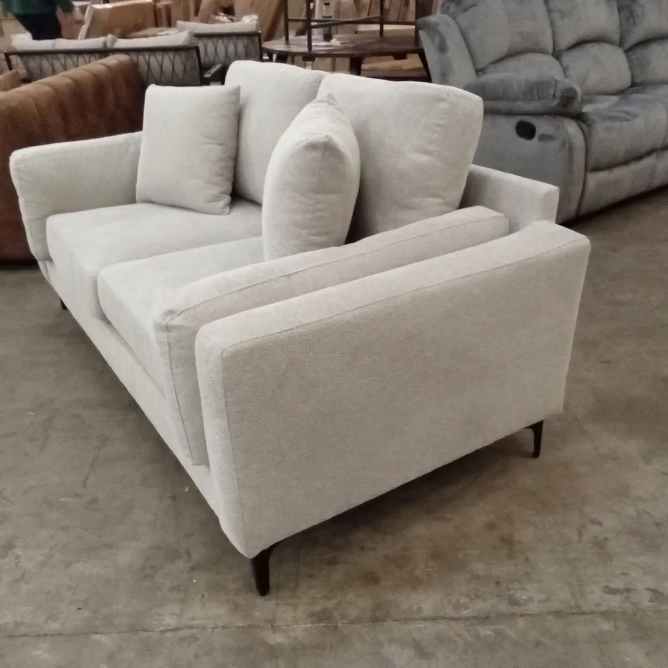 TEXTURED CHENILLE FABRIC 2 SEATER SOFA - LIGHT GREY