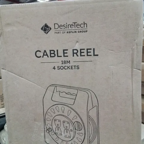 BOXED DESIRETECH 18m 4 SOCKET CABLE REEL